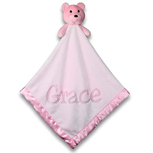 Custom Catch Personalized Teddy Bear Baby Blanket - Pink