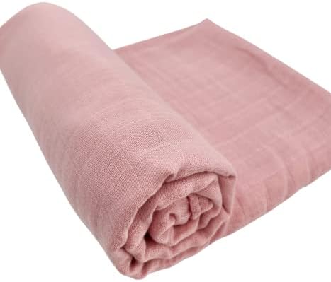 Premium Swaddle Blanket - Bamboo Viscose Organic Cotton 47 Inches Dusty Rose