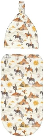 Soft Western Cowboys Horses Swaddle Blanket Set