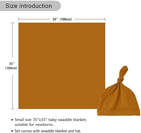 Aijoviko Newborn Swaddle Blanket with Hat Set 1