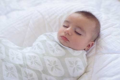 Ziggy Baby Muslin Swaddle Blankets 3 Pack Sage Green White