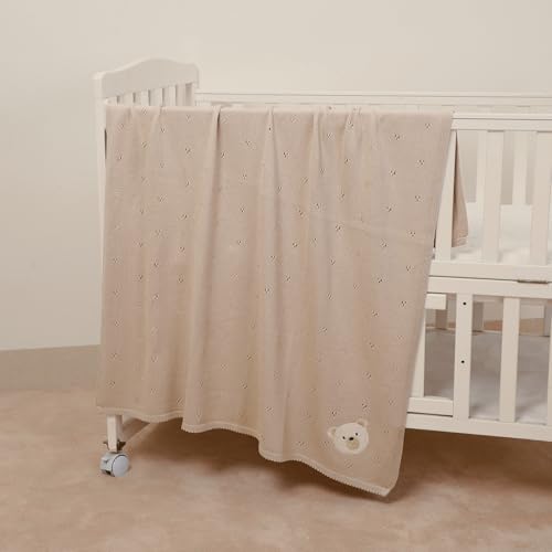 Mimixiong Organic Cotton Baby Blanket 40x30 Inch Oatmeal