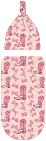 Muishi Cowgirl Boot Bows Swaddle Blanket Set