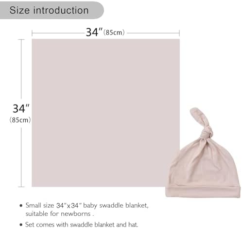 Aijoviko Newborn Swaddle Blanket with Hat Set 35x35