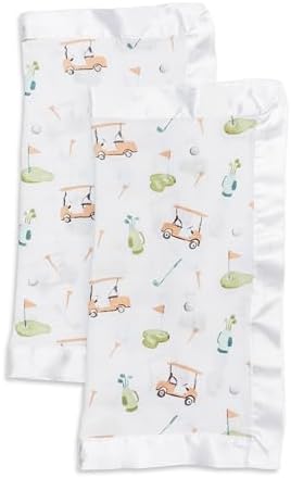 Lulujo Baby Security Lovie Blanket - 16x16in Soft Cotton Muslin with Satin Trim