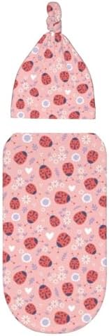 Muishi Ladybugs Hearts Flowers Swaddle Blanket Hat Set