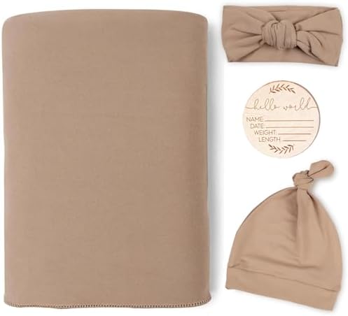 TANOFAR 4-Pack Newborn Swaddle Blanket Set Brown
