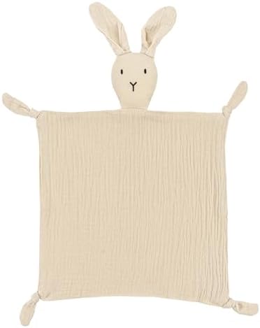 ZIGJOY Bunny Lovey Muslin Blanket for Babies Khaki