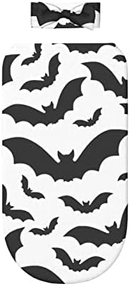 OLGCZM Baby Swaddle Blanket with Headband Set - Halloween Bats Black