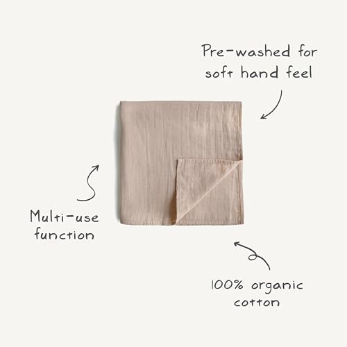 Mushie Muslin Swaddle Blanket - Olive Check 100 Organic Cotton