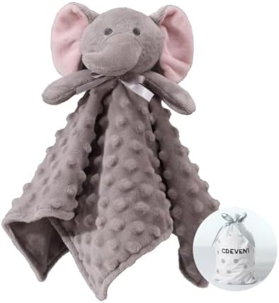 CREVENT Cozy Plush Baby Security Blanket Grey Elephant