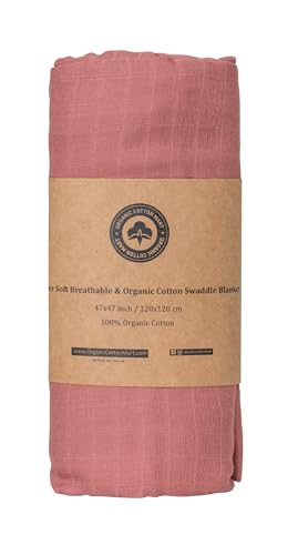 Organic Cotton Red Swaddle Blanket - 47x47