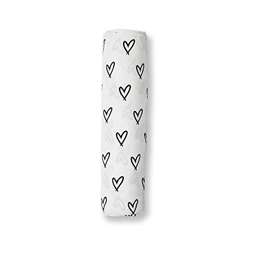 Lulujo Baby Swaddle Blanket Hearts 47 x 47-Inches
