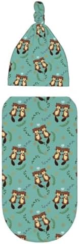 Muishi Cute Beaver Newborn Swaddle Blanket and Hat Set