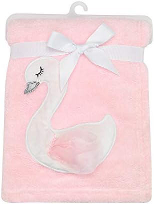 Blossom Pink White Swan Coral Fleece Baby Blanket 1