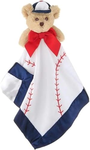 Bearington Collection Lil Slugger Baseball Lovey Blanket - 15 Inches Plush Satin