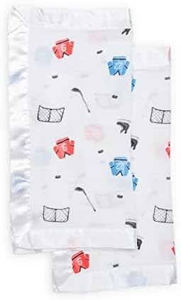 Lulujo Baby Security Lovey Blanket - 16x16in Soft Cotton Muslin with Satin Trim