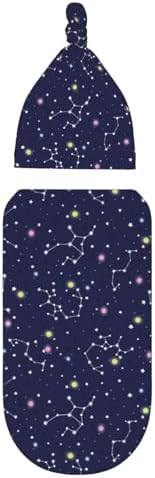 Muishi Space Stars Newborn Swaddle Blanket and Hat Set