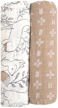Crane Baby 100 Cotton Muslin Swaddle Blankets Set of 2