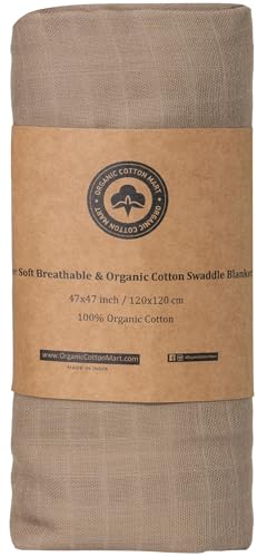 Organic Cotton Beige Swaddle Blanket - 47x47