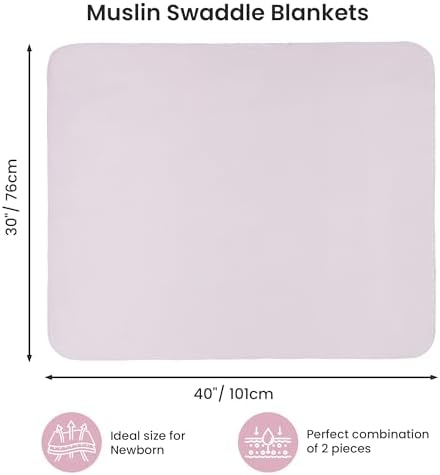 Jersey Swaddle Blanket Ultra Soft Stretchy 40 x 30 Inches 2 Pcs Pink