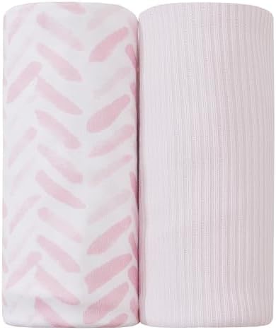Jersey Swaddle Blanket Ultra Soft Stretchy 40 x 30 Inches 2 Pcs Pink