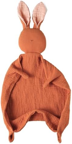 Insular Bunny Lovey Blanket for Babies Organic Cotton Swaddling Blanket Brick Red