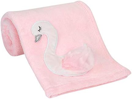 Blossom Pink White Swan Coral Fleece Baby Blanket 1