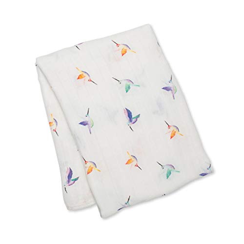 Lulujo Baby Swaddle Blanket Hummingbird 47x47