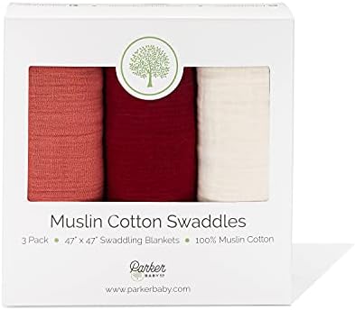 Parker Baby Co Muslin Swaddle Blankets - Rose Set Pack of 3 1