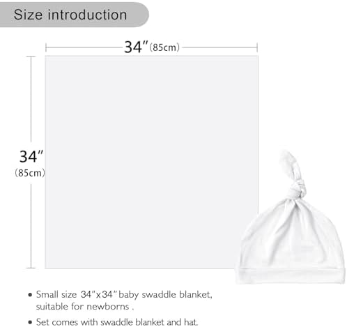 Aijoviko Newborn Swaddle Blanket with Hat Set