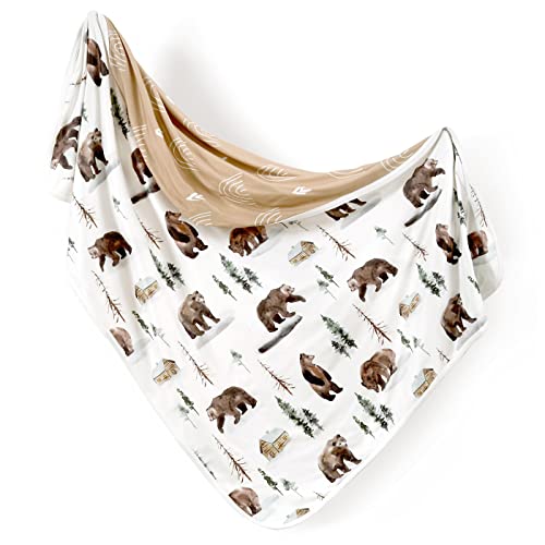 GRSSDER Super Soft Swaddle Blanket for Baby 34x44 Jungle BearRainbow Reversible Blanket