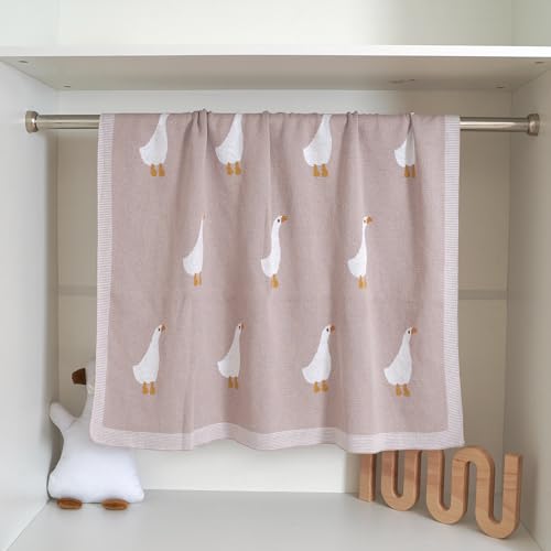Mimixiong Soft Cotton Baby Blanket with Cute Goose