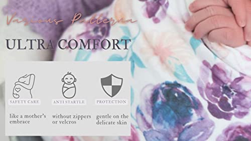 Terriboo Newborn Floral Print Swaddle Blanket with Headband and Beanie