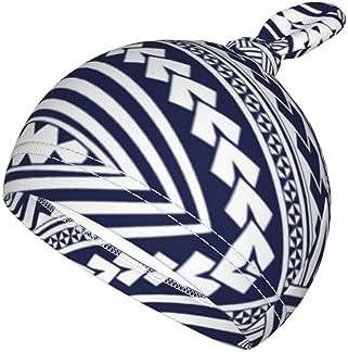 NOKOER Blue Polynesian Tribal Pattern Swaddle Blanket with Hat Set