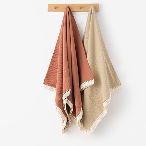 CHUNGEL Cotton Muslin Swaddle Blanket with Tassel