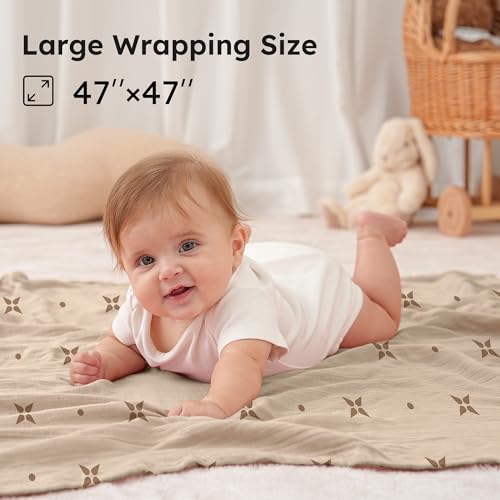 Yoofoss Muslin Swaddle Blankets 4-Pack 47x47 Baby Neutral Wrap