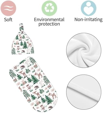 Sozzjile Deer Swaddle Blanket with Beanie Set