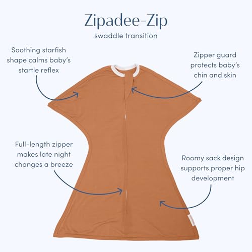 SleepingBaby Zipadee-Zip Transition Swaddle - Cozy Easy Diaper Changes Starfish Design