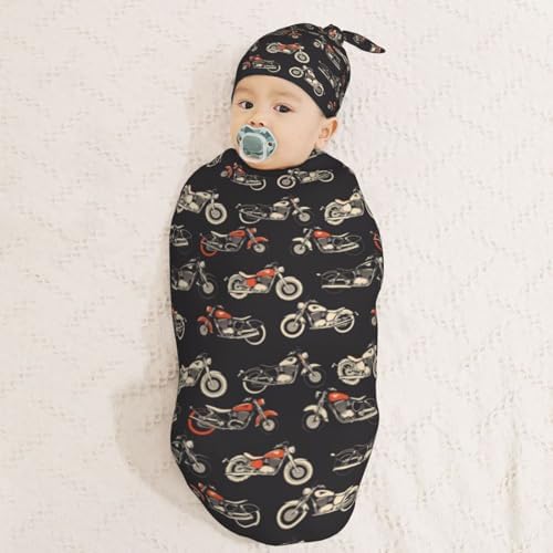 Muishi Motorcycles Swaddle Blanket Baby Hat Set