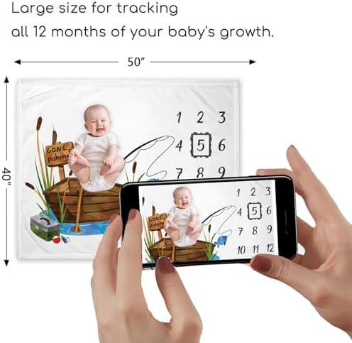 Yuzioey Fishing Baby Milestone Growth Chart Blanket