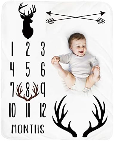 Tebaby Baby Milestone Blanket Deer Neutral 51x40