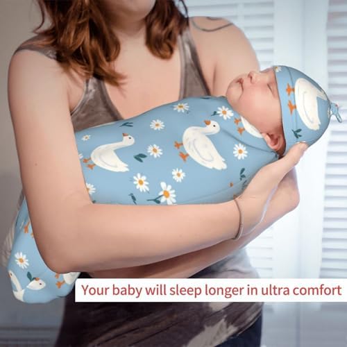 KiuLoam Cute White Geese Swaddle Blanket Set