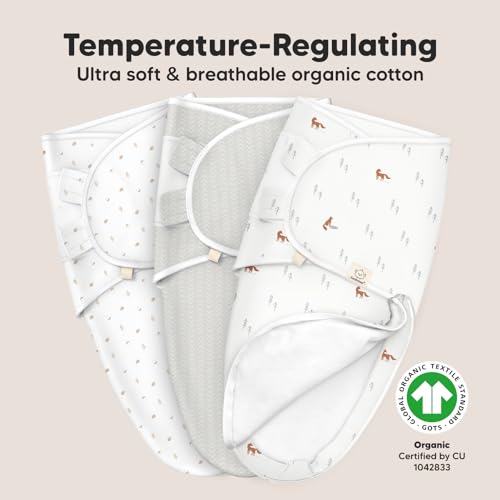 KeaBabies Baby Swaddle Sleep Sack - 3-Pack Zippy Swaddles for Newborns