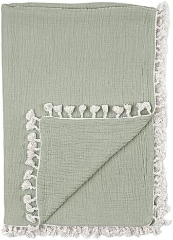 Crane Baby 6-Layer Green Muslin Blanket 30 x 40