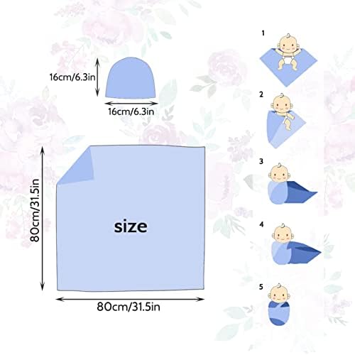 TANOFAR Newborn Swaddle Blanket with Beanie Set Purple Flower