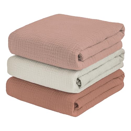 Breebleep Muslin Swaddle Blankets 3-Pack for Newborn