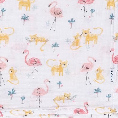 Gerber Baby 2-Pack Muslin Blanket Animal Geo Girl One Size