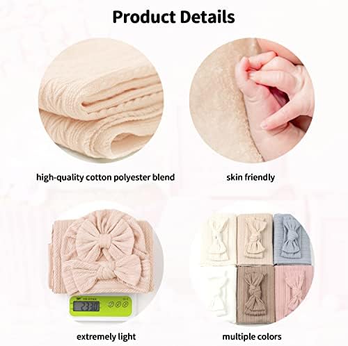 Golener Baby Swaddle Set - Swaddling Blankets Bow Hat Headband Birth Cards