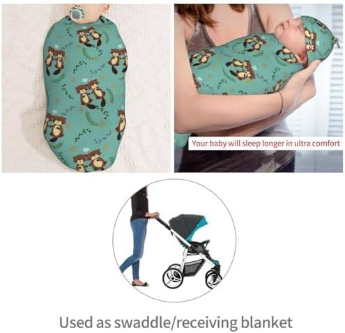 Muishi Cute Beaver Newborn Swaddle Blanket and Hat Set